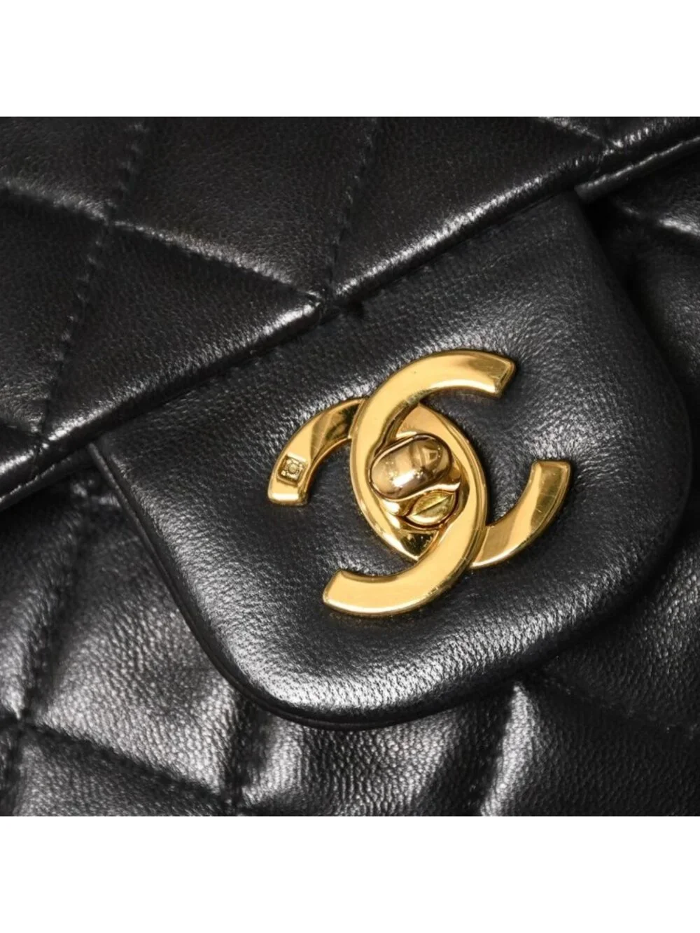 Chanel Quilted 25 Double Flap Chain Shoulder Bag Lambskin CC Logo Black